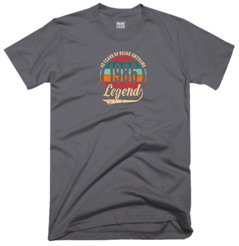 40th Birthday T Shirt 40 Years Of Being Awesome Legend Born in 1986 Funny Joke Halloween Christmas Xmas Birthday Fans Gift Men Tee Top Charcoal