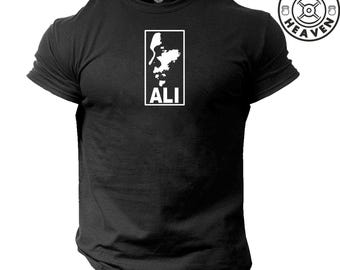Camiseta de Ali, ropa de gimnasio, entrenamiento de culturismo, ejercicio, patada, Muhammad Ali, el más grande, boxeo, artes marciales, MMA, Iron Heaven Tee Top