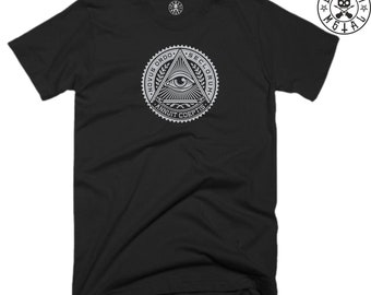 Annuit Coeptis T Shirt Musik Kleidung Pop Hip Hop Rock n Roll Heavy Metal Goth Illuminati Pyramide Dreieck All sehendes Auge Geschenk Männer T-Shirt Top