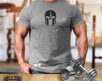 Spartan Helmet T Shirt Gym Clothing Bodybuilding Weight Training
