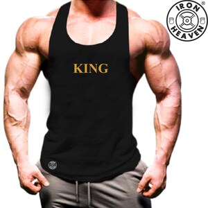 King Vest Gym Clothing Bodybuilding Training Workout Exercise Kick Boxing Martial Arts MMA Fitness Motivational Iron Heaven Men Tank Top