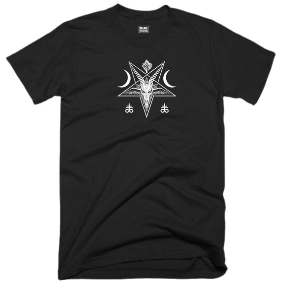ヤギの頭蓋骨Tシャツ カジュアルウェア バフォメット ポップ ロック