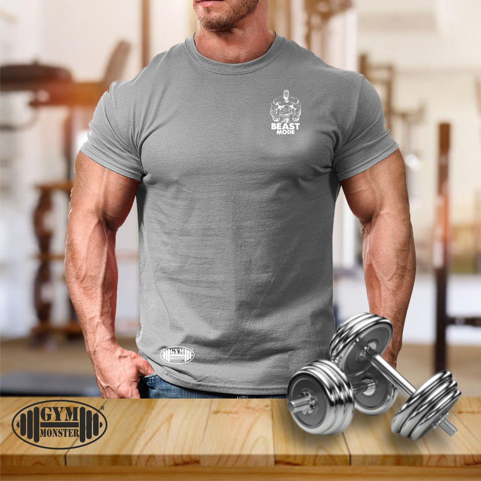 Squaregym Men's Hulk Bodybuilding Cotton T-Shirt – Crew Neck Short Sleeve Gym Tee