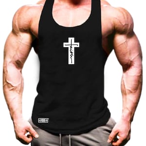 Faith Cross Stringer Vest Gym Clothing Bodybuilding Training Workout Exercise Kick Boxing MMA Mixed Martial Arts Gymwear Racerback Tank Top