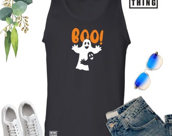 Boo Vest Ghost Blood Witch Trick or Treat Scary Funny Joke Rude Halloween Christmas Xmas Fans Gift Men Tank Top