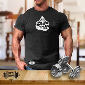 Gorila Músculos Camiseta Ropa de gimnasio Culturismo Entrenamiento con pesas Ejercicio Kick Boxing MMA Gimnasio militar Monster Men Tee Top