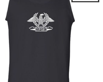 SPQR Eagle Vest Casual Clothing Casualwear Roman Empire Gladiator Spartan Sparta Warrior Rome Birthday Christmas Xmas Gift Men Tank Top