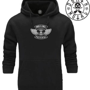 Woofer & Wings Hoodie Music Clothing Pop Rock n Roll Will Never Die Heavy Metal Death Goth Flying Angel Fans Xmas Gift Men Sweatshirt Top