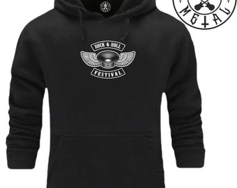 Woofer & Wings Hoodie Music Clothing Pop Rock n Roll Will Never Die Heavy Metal Death Goth Flying Angel Fans Xmas Gift Men Sweatshirt Top