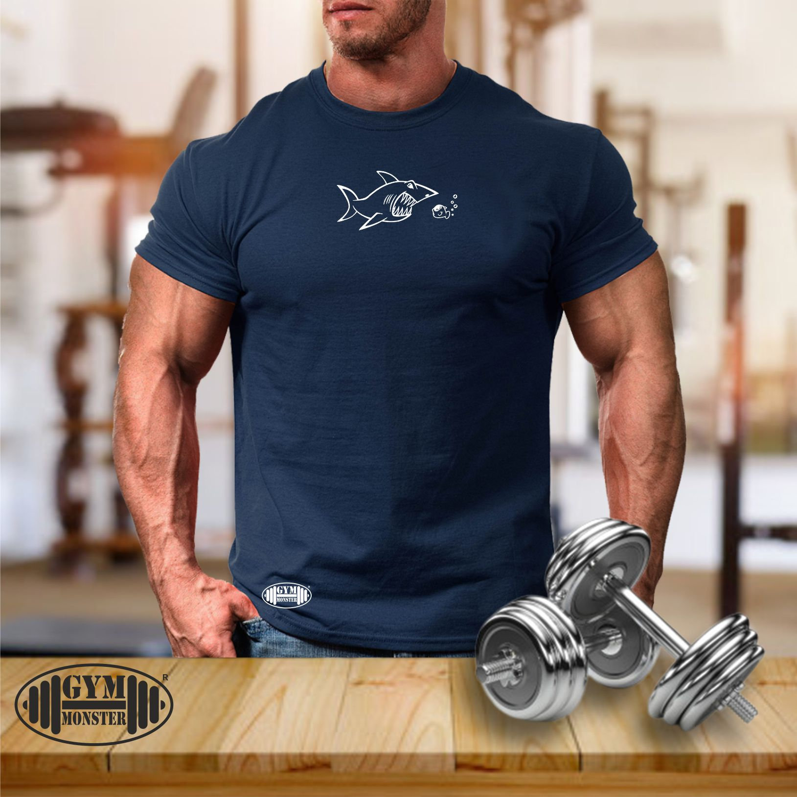Shark Face off T Shirt Gym Clothing Bodybuilding Weight Training
