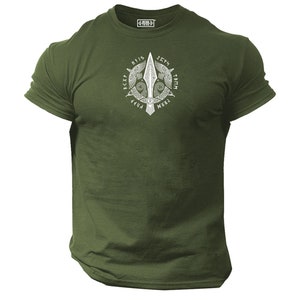Odin Spear T Shirt Gym Clothing Bodybuilding Weight Training Workout Exercise Boxing Fitness MMA Vikings Warrior Thor Gymwear Men Tee Top