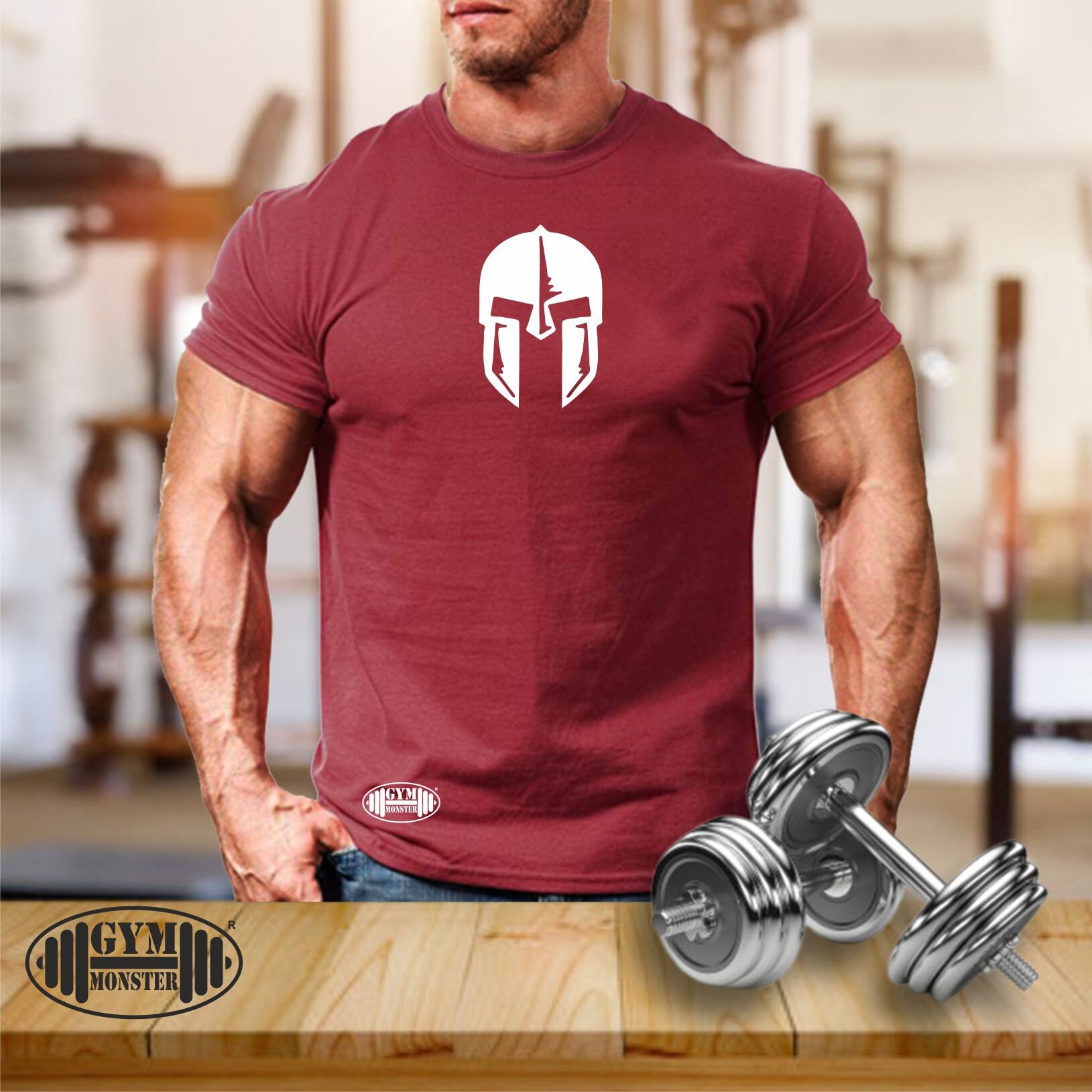 GYM WARRIOR Tシャツ & MUSCLE FESTA 2026 DVD Spartan Helmet T Shirt Gym Clothing Bodybuilding Training Workout