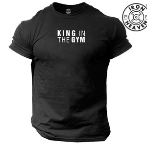 Camiseta King In The Gym, ropa de gimnasio, culturismo, entrenamiento con pesas, ejercicio, Kick Boxing, MMA, ejército militar, Iron Heaven, camiseta para hombres