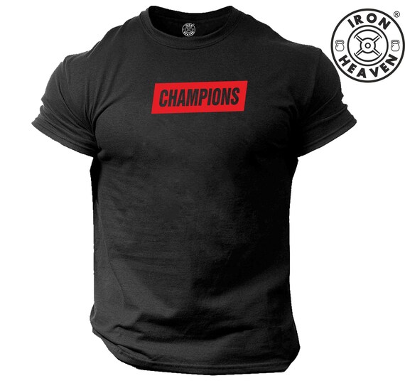Champions T Shirt Abbigliamento da palestra Bodybuilding Allenamento con i pesi Allenamento Esercizio Kick Boxing Fitness Martial MMA Iron Heaven Gymwear Uomo Tee Top Etsy Italia