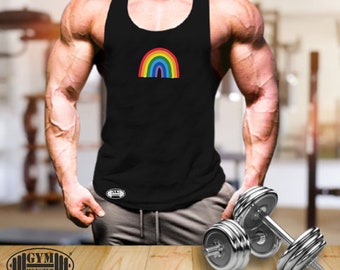 Rainbow Vest Gym Clothing Bodybuilding Weight Training Workout Exercise Squat Boxing MMA Beast Karate Gymwear Gym Monster Men Tank Top