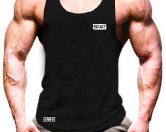 Squat Vest Small Gym Clothing Bodybuilding Weight Training Workout Exercise Benchpress Deadlift Boxing MMA Beast Karate Gymwear Men Tank Top