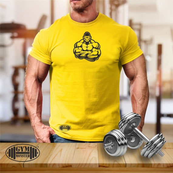 GORILLA DUMBBELL CAMISETA DE Entrenamiento Gimnasio Gorila Culturista Ape Camiseta, Negro