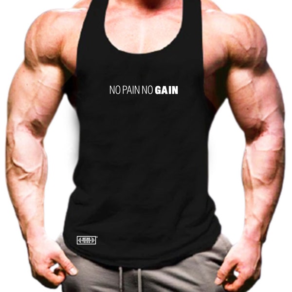 Débardeur Homme 'No Pain No Gain' - Coton Léger Pour Gym, Fitness, Sport | Coupe Ajustée