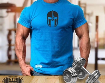Spartan Helmet T Shirt Gym Clothing Bodybuilding Weight Training