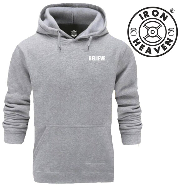 Believe Hoodie Pocket Gym Clothing Bodybuilding Weight Training Workout  Exercise Fitness Boxing MMA Iron Heaven Gymwear Men Sweatshirt Top - Main Image