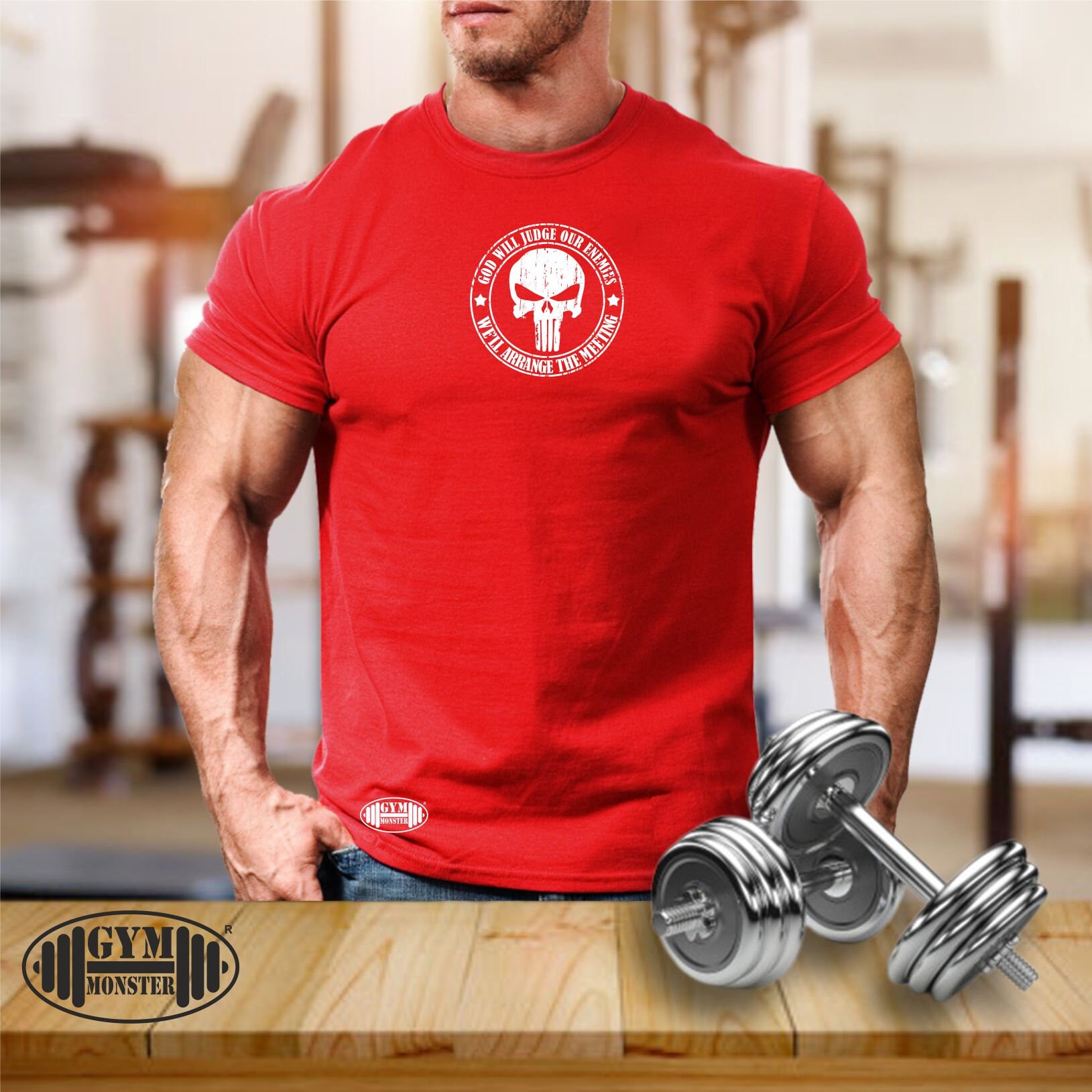Death Skull T Shirt Gym Clothing Bodybuilding Training Workout
