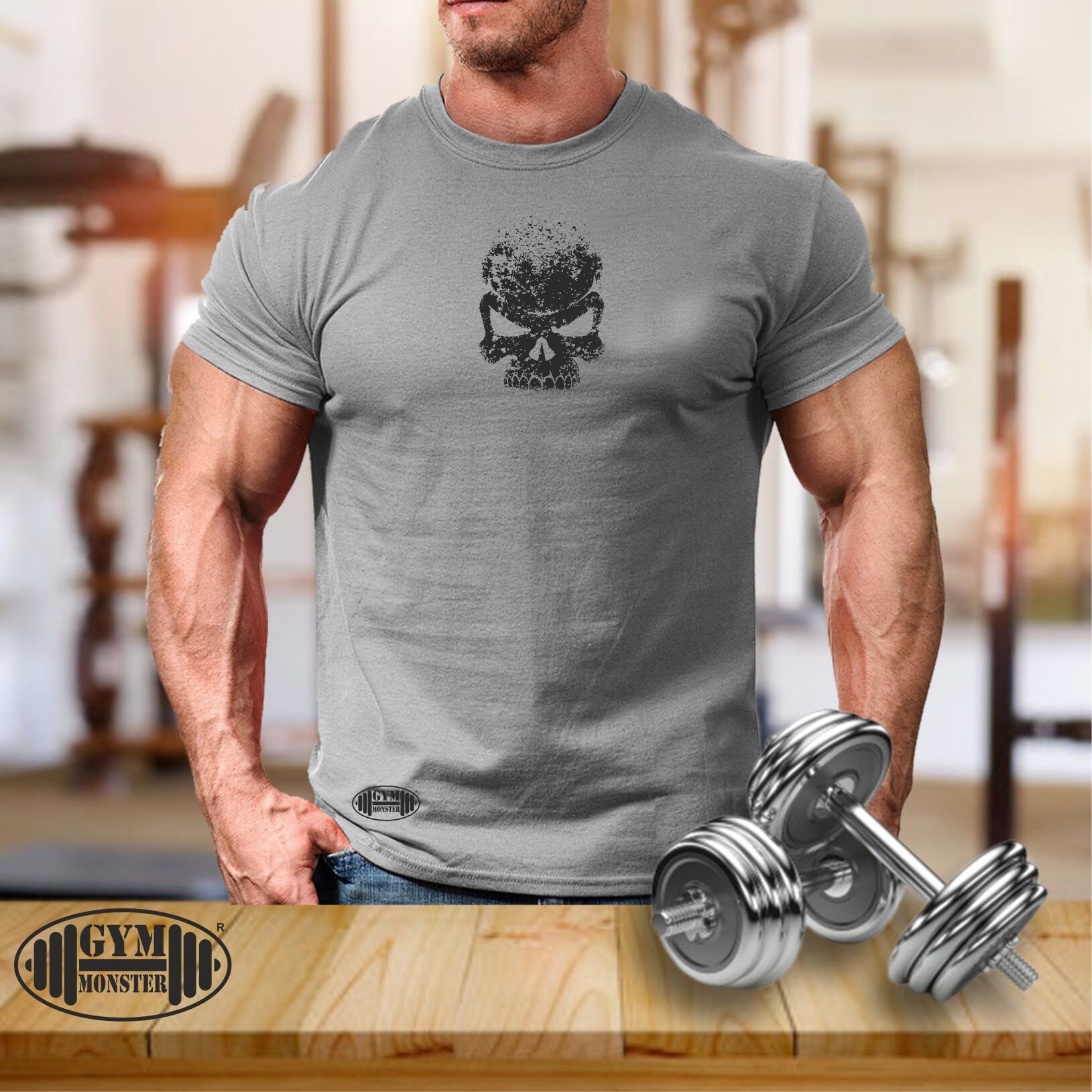 Skull T Shirt Gym Clothing Bodybuilding Training Workout Exercise Fitness Boxing Martial Arts Karate MMA Warrior Gym Monster Men Tee Top Etsy Australia
