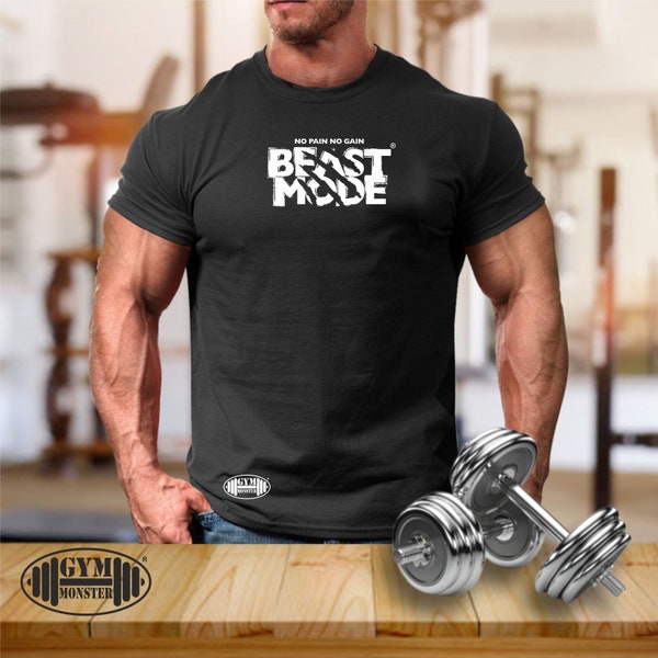 Beast Mode T Shirt Gym Clothing Bodybuilding Training Workout Exercise Kick Boxing Martial Arts MMA Beast The Gym Monster Men Tee Top