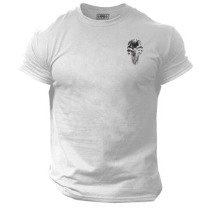 Skull T Shirt Pocket Gym Clothing Bodybuilding Training Workout Exercise Kick Boxing Martial Arts MMA Spartan Defender Warrior Men Tee Top