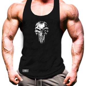 TotenkopfWeste Gym Kleidung Bodybuilding Training Workout Übung Kick Boxen Kampfkunst MMA Spartan Warrior Sparta Männer Tank Top