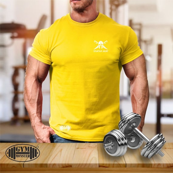 Spartan Army T Shirt Pocket Gym Clothing Bodybuilding Training