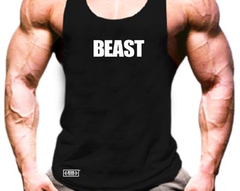 Beast Vest Gym Clothing Bodybuilding Weight Training Workout Exercise Boxing Martial Arts Karate MMA Strongman Alpha Gymwear Men Tank Top