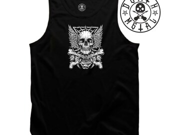 Death Skull Vest Music Clothing Pop Rock n Roll Heavy Metal Death Pentagram Unholy Goth Satanic Devil Eye Church Fans Xmas Gift Men Tank Top