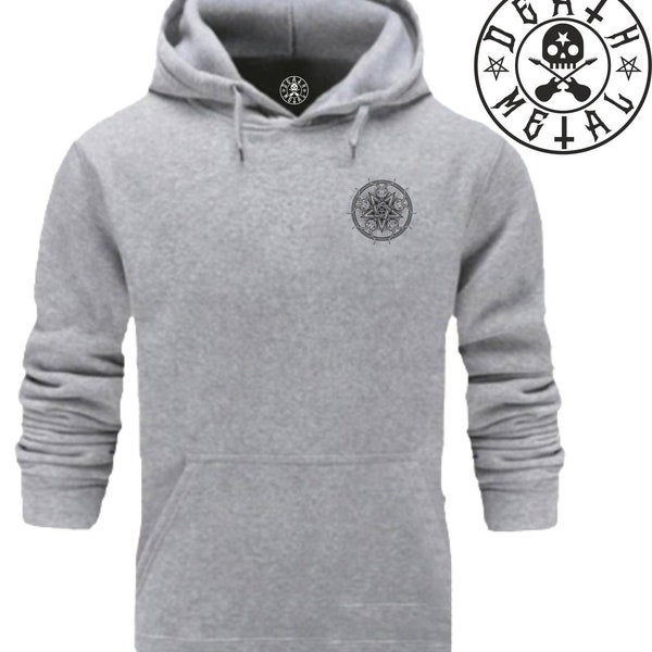 Baphomet Sudadera con capucha Pocket Música Ropa Pop Rock Roll Heavy Metal Death Pentagram Unholy Goth Satanic Devil Fans Regalo de Navidad Hombres Sudadera Top