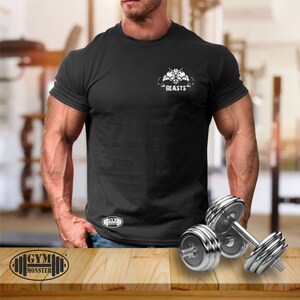 Bestias Camiseta Ropa de gimnasio Culturismo Entrenamiento con pesas Ejercicio Kick Boxing MMA Ejército Militar Gimnasio Monster Men Tee Top