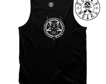 Baphomet Goat Vest Music Clothing Pop Rock n Roll Heavy Metal Death Pentagram Unholy Goth Satanic Church Fans Xmas Gift Men Tank Top