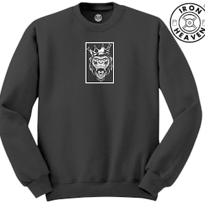 King Gorilla Sweatshirt Gym Clothing Bodybuilding Training Workout Exercise Fitness Karate Boxing MMA Gymwear Iron Heaven Jumper Top