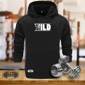 Wild Hoodie Gym Clothing Bodybuilding Weight Training Workout Exercise Fitness Kick Boxing Martial Arts MMA Lion Beast Gym Monster Men Top
