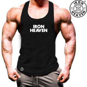 Iron Heaven Vest Pocket Gym Clothing Bodybuilding Training Workout Exercise Kick Boxing Martial MMA Motivational Weight Lifting Men Tank Top