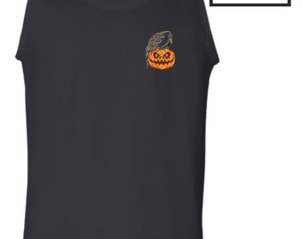 Crow Pumpkin Vest Pocket Ghost Bats Blood Witch Trick or Treat Scary Horror Funny Joke Rude Halloween Christmas Fans Gift Men Tank Top