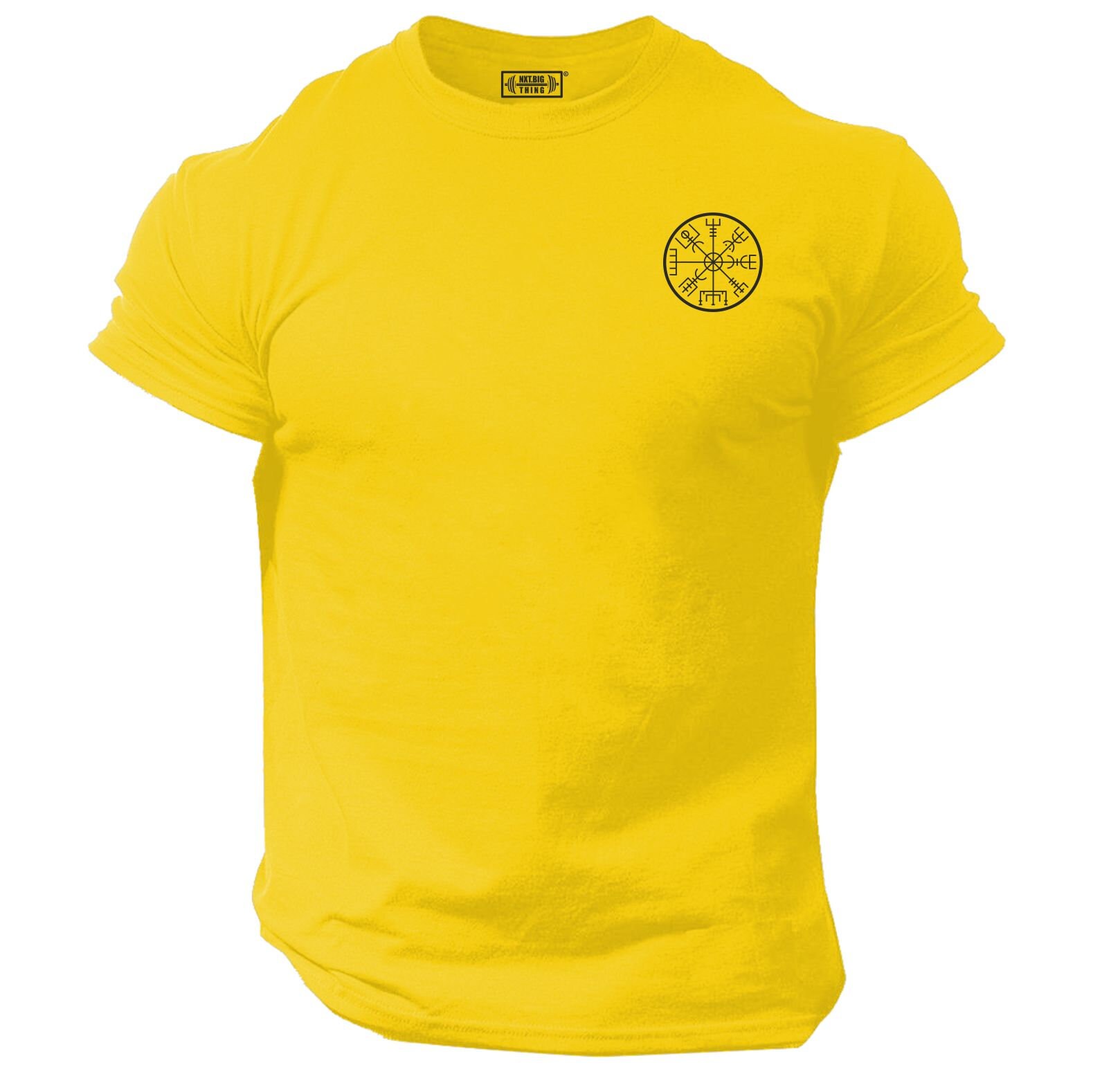 Viking Simbolo Vegvisir Grigio Palestra Uomo T-Shirt 100% Cotone - Foto 5