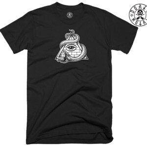 All Seeing Eye T Shirt Music Clothing Pop Hip Hop Jazz Rock n Roll Heavy Metal Goth Illuminati Pyramid Triangle Devil Snake Gift Men Tee Top