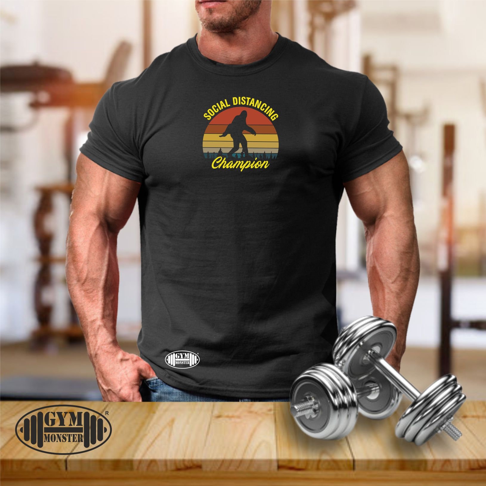 Social Distancing Champion T Shirt Gym Clothing Bodybuilding