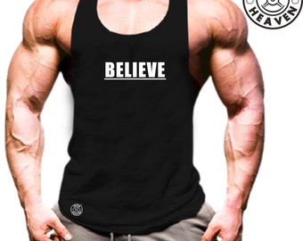 Believe Vest Gym Clothing Bodybuilding Weight Training Workout Exercise Boxing Martial Arts MMA Signature Iron Heaven Gymwear Men Tank Top