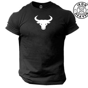 Bull T Shirt Gym Clothing Bodybuilding Training Workout Exercise Fitness Kick Boxing Karate MMA Iron Heaven Athletic Gymwear Men Tee Top