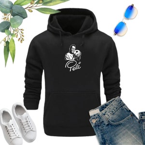 Pele Hoodie King Pele Brazil Brasil Football Legend Footy Soccer All Time Great GOAT Pray for The King Fans Birthday Gift Men Sweatshirt Top