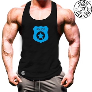 Police Vest Gym Clothing Bodybuilding Training Workout Exercise Kick Boxing Martial Arts MMA Security Iron Heaven Gymwear Men Tank Top