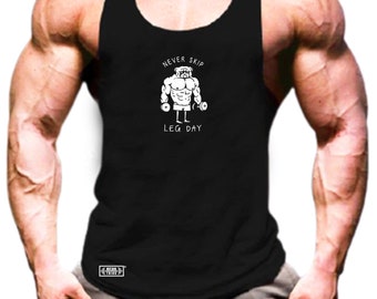 Never Skip Leg Day Vest Gym Clothing Bodybuilding Training Workout Exercise Boxing Muscles MMA Beast Warrior Athletic Gymwear Men Tank Top