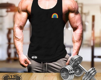 Rainbow Vest Small Gym Clothing Bodybuilding Weight Training Workout Exercise Squat Boxing MMA Beast Karate Gymwear Gym Monster Men Tank Top