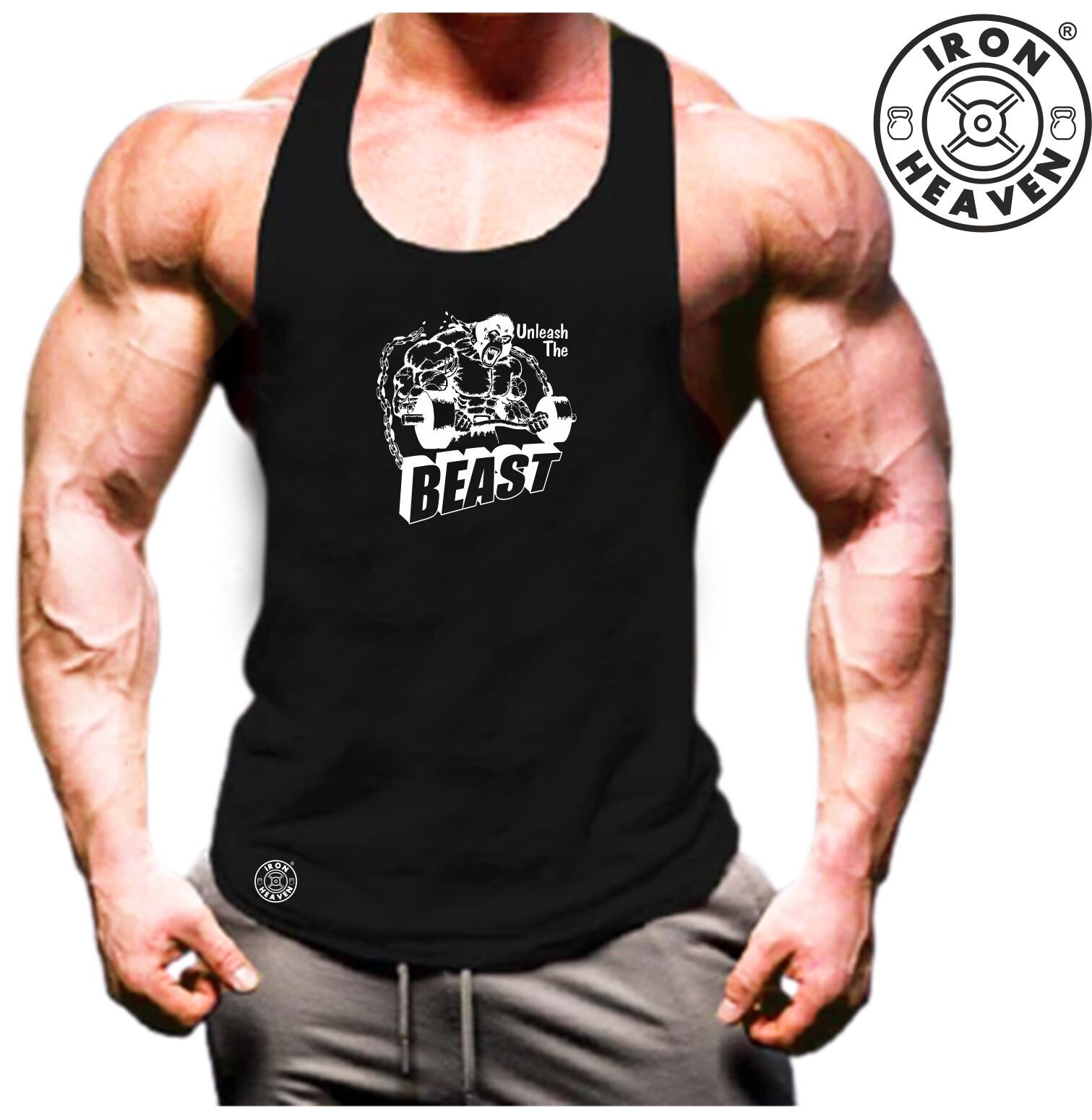 Unleash The Beast Vest Gym Clothing Bodybuilding Weight Training Workout Exercise Kick Boxing MMA Beast Iron Heaven Gymwear Men Tank Top