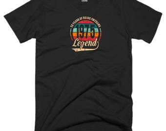 50th Birthday T Shirt 50 Years Of Being Awesome Legend Born in 1975 Funny Joke Halloween Christmas Xmas Birthday Fans Gift Men Tee Top